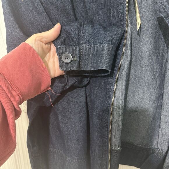 Lucky Brand Denim Cropped Bomber Blazer Women’s XL True Ingigo Capsule Wardrobe - Picture 7 of 12